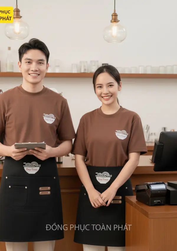 Đồng Phục Cafe Happy Ramen Màu Nâu